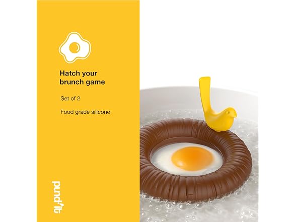 Pund'it Perched Eggs, Set of 2 Silicone Egg Poacher Cups