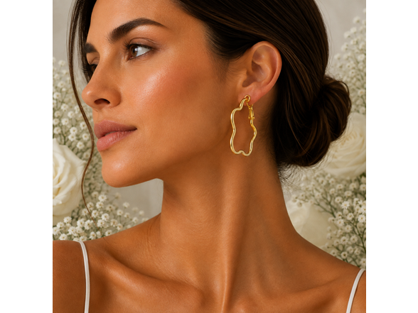 18k Gold Plated Wavy Hoop Earrings