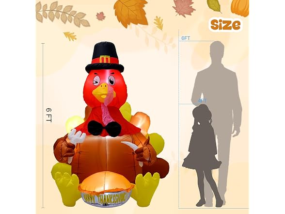 6' Inflatable Turkey Yard Decoration