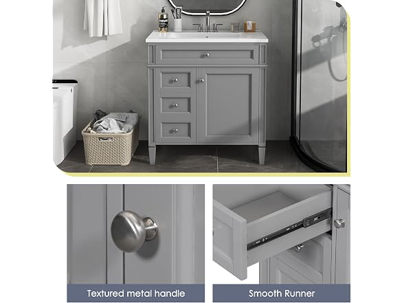 Virubi 30" Bathroom Vanity with Ceramic Sink