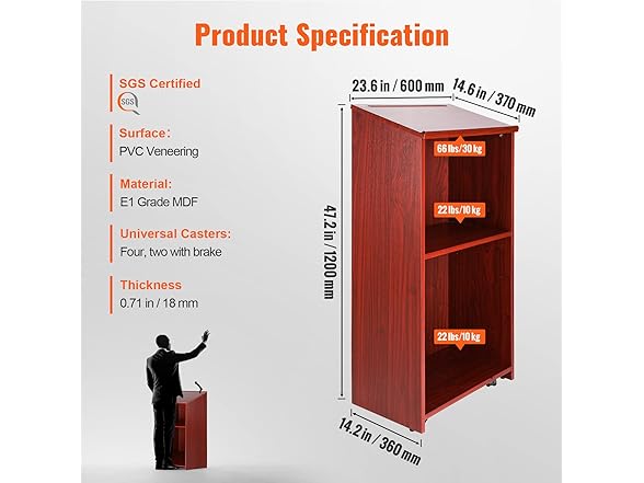 VEVOR Rolling Podium Stand