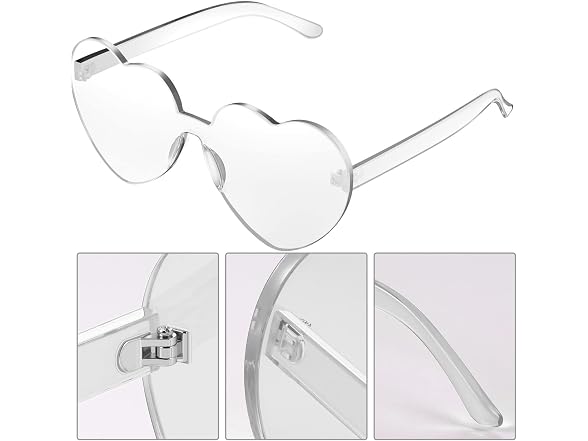 Maxdot (M) Heart Shape Sunglasses Rimless Favors