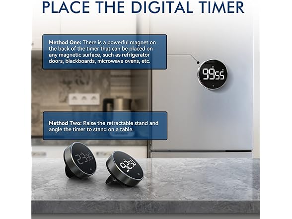 Secura Home Digital Kitchen Timer, 3.8'' Large LED D