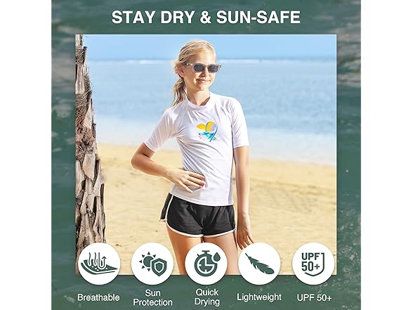 Kanu Surf Jade Rash Guard Girls' UPF 50+ Sun Shirt