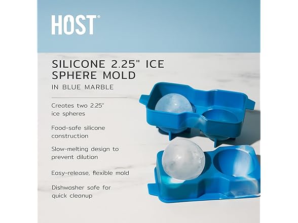 Host Silicone 2.25" Ice Sphere Silicone Mold in Blue Marble
