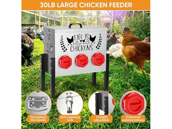 Tgeyd 30lb Chicken Feeder Heavy-Duty