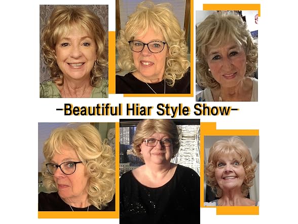 Kalyss Short Curly Blonde Wig with Bangs 12 in