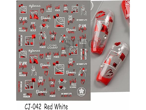 Puyokinm Red Love Hearts Nail Decals