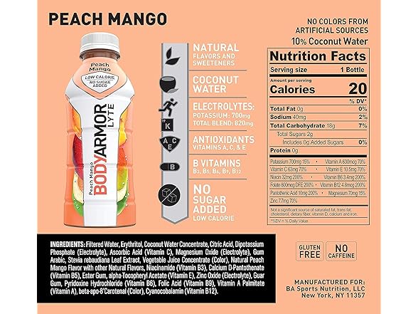 1CT BODYARMOR LYTE Sports Drink Peach Mango