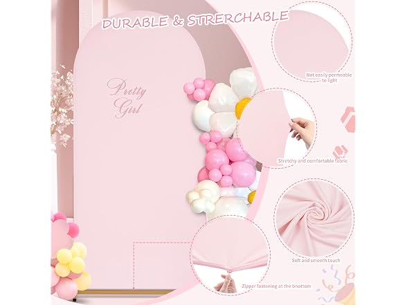 SoarDream Pink Spandex Wedding Arch Cover