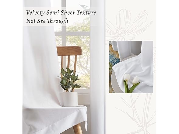 Melodieux White Curtain 2Pk, Choose Size