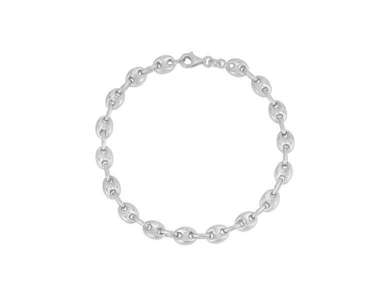 Italian 925 Sterling Silver 7 Inch Puffed Mariner Bracelet