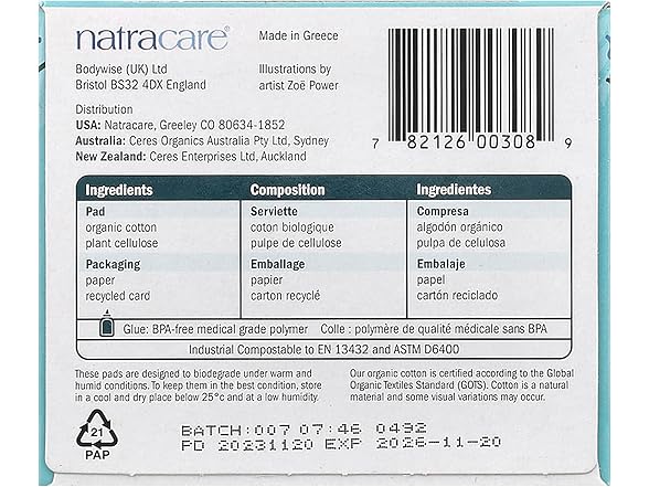 Natracare Ultra Pads, Organic Cotton