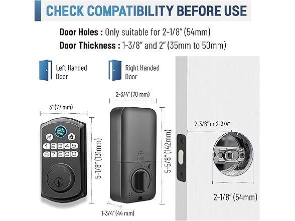 LOCSMART Fingerprint Door Lock Black