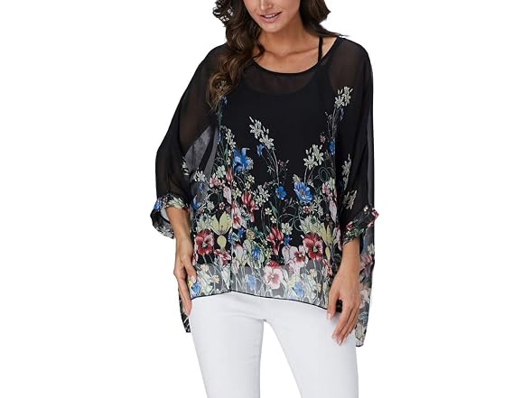 Ckikiou Women (OS) Flowy Batwing Semi Sheer Up