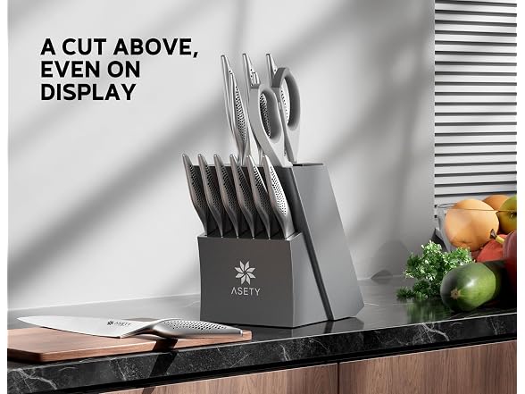 ASETY 15 PCS Stainless Steel Knife Set