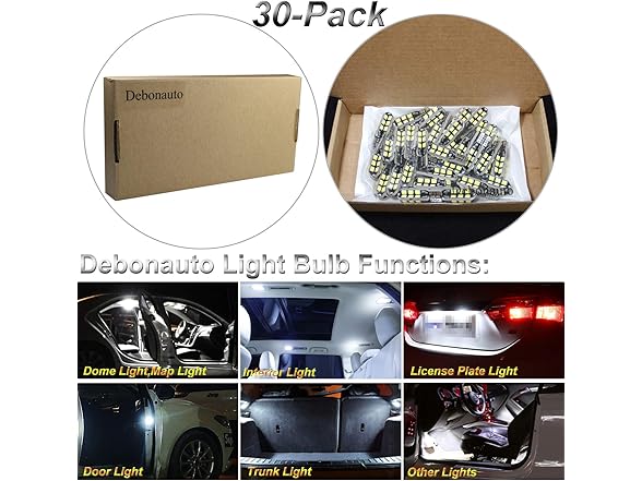 Debonauto-30 x T15 LED Light Bulb - 30 Pack