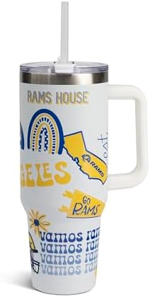 The Memory Company Official Licensed 40oz Team Spirit Stainless Steel Tumbler - Vacuum-Insulated Double-Wall Travel Cup With Handle and Straw Lid