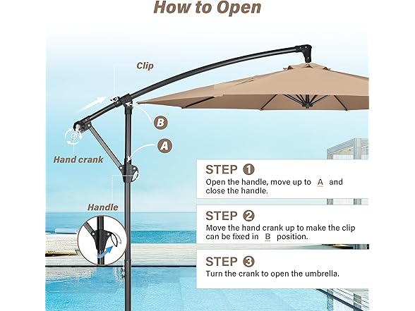 InfiniPower 10ft Cantilever Patio Hanging Umbrella