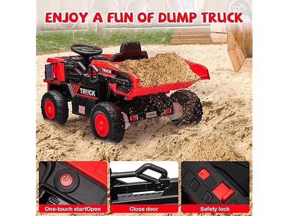 12V Ride On Dump Truck Red