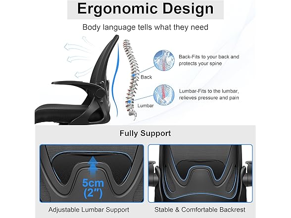 Drafting Chair Tall Office Chair with Flip-up Armrests, Adju (Open Box)