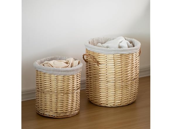 WICKERWISE Wickerwise Set of 2 Round Willow Wicker