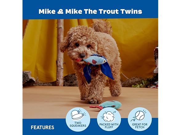 Barkbox Mike & Mike the Trout Twins Dog Toy | 2-Part