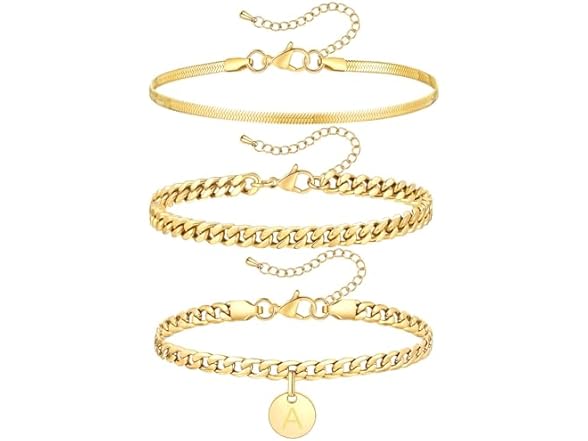 FOSIR 14k Gold Initial Anklet (A)