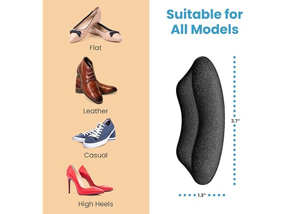 Serenelife Shoe Insert Heel Pads 4 Pairs of Shoe