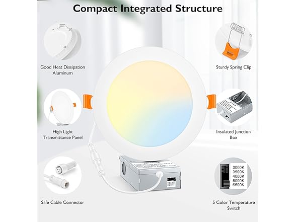 BesLowe 4-Pack 6" 5CCT Ceiling Lights