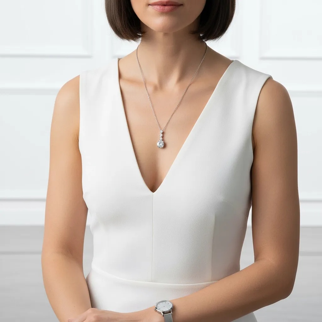 Moissanite Diamond Graduating Necklace - Gallery 9