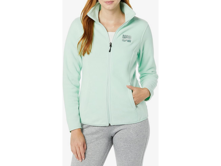 Amazon Essentials Disney | Marvel | Star Wars | Princess Women's Polar Fleece Quarter-Zip Mock Jackets, Marvel Comic Logo, Large