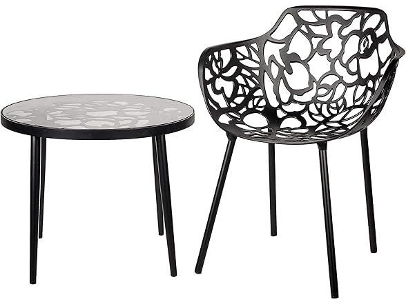 LeisureMod DT20 End Table, Glass Top with Tree Design