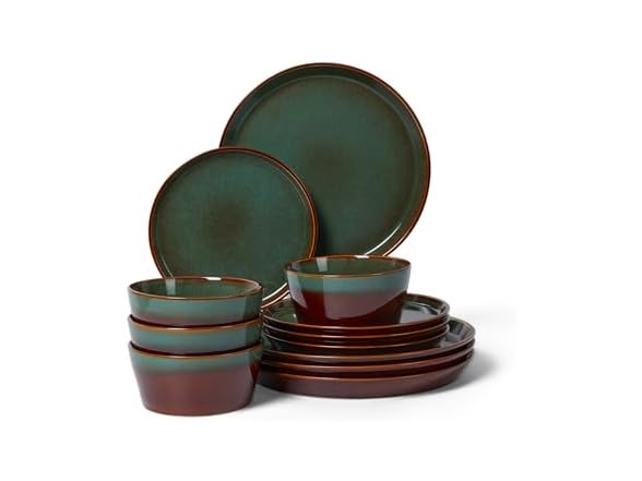 Pokini Plates and Bowls, 12 Pieces