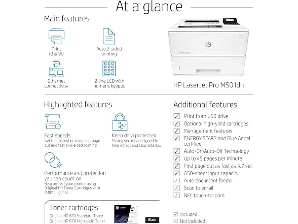 HP LaserJet Pro M501dn Duplex Printer