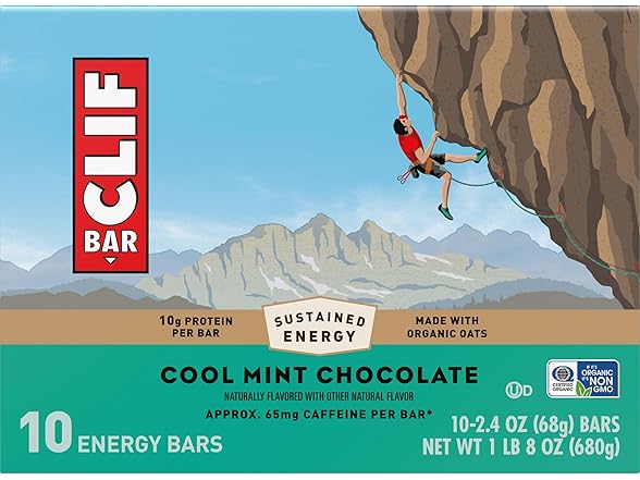 10PK CLIF BAR Energy Protein Bars Cool Mint Chocolate