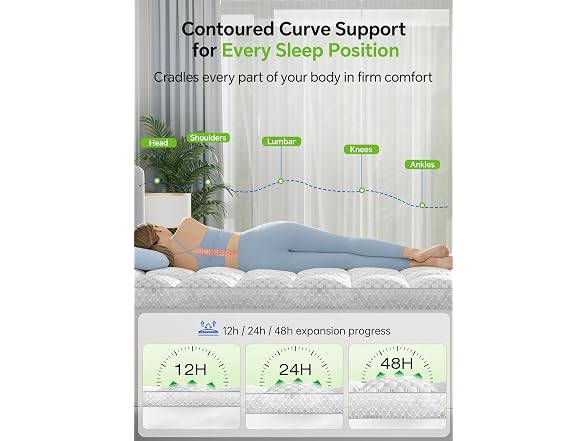 BEDELITE 3" Pillow Top Topper, White