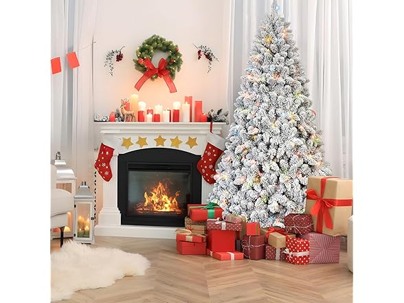 MARCOLOR 6FT Flocked Christmas Tree