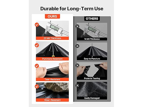 VEVOR LLDPE Pond Liner 20x25 ft