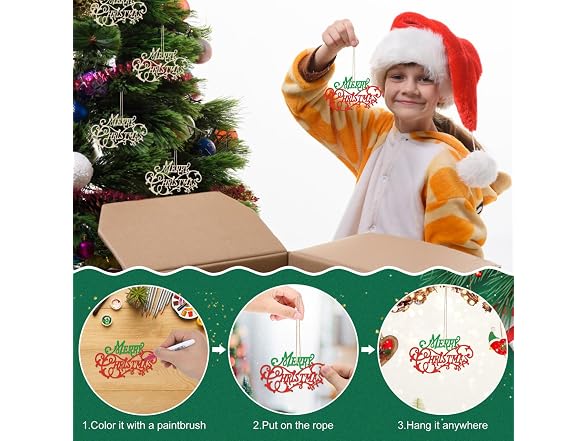 Tofficu 40pcs Merry Christmas Wooden