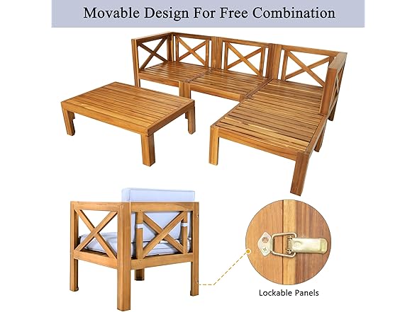 Merax Patio Furniture Sets 5 Pieces, Grey