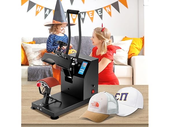 VEVOR Heat Press 6x3.75Inch Curved Element Hat Press Clamshell Design