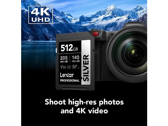 Lexar Silver SD Memory Card (512GB or 1TB)