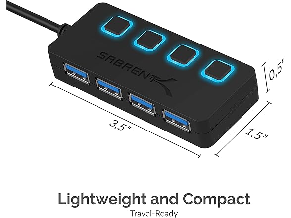SABRENT 4-Port USB 3.0 Hub w/ Switches