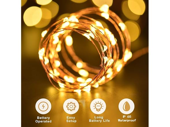 ANJAYLIA 2Pc 33Ft Fairy Lights Battery