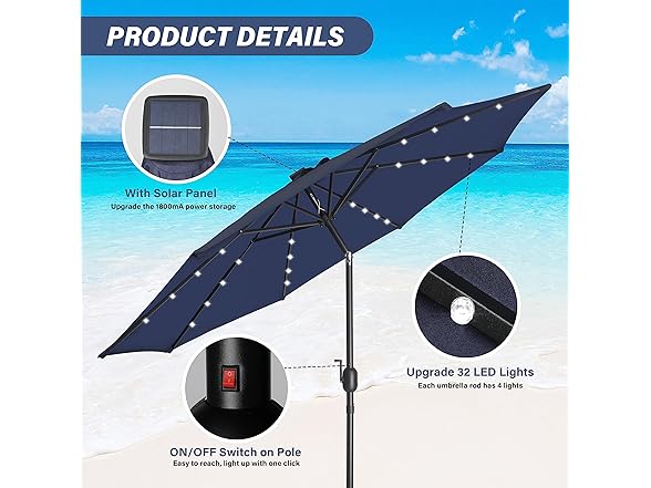YSSOA 9ft/10ft Outdoor Market Patio Umbrella