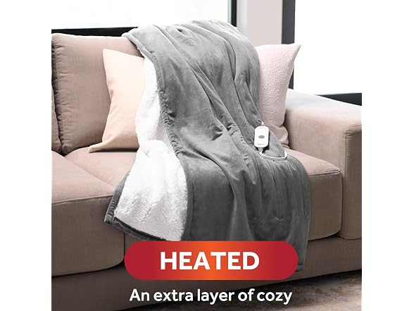Sunbeam 50inx60in Heated Throw Blanket Gray