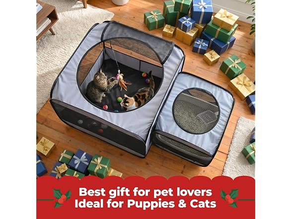 EighteenTek® 2-in-1 Portable Cat Playpen(End - Gallery 9
