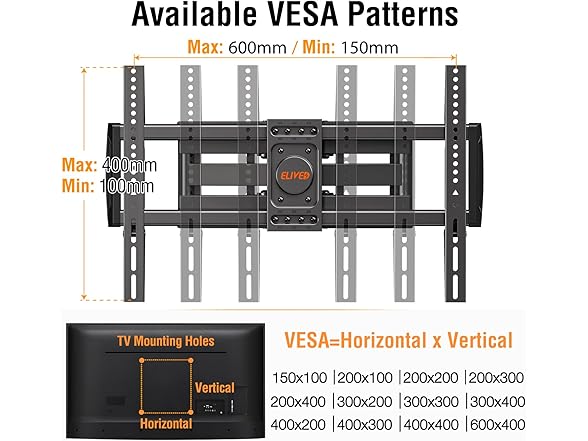 ELIVED Full Motion TV Wall Mount | 37-82in