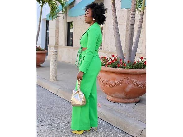 The Drop Classic Green Wide Leg Pant by